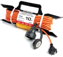 1-местный удлинитель-шнур на рамке STTEKER серия Home HM02-02-10 без заземления 2x0,75мм2, 10м, оранжевый 39490