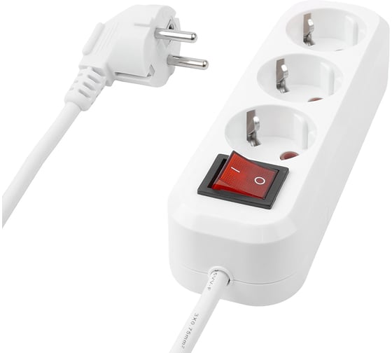 Удлинитель 3-местный с/з с выключ. STEKKER STTEKER 3x0,75мм2, 2м, 10А, У10А-002, белый HM03-31-02 39197