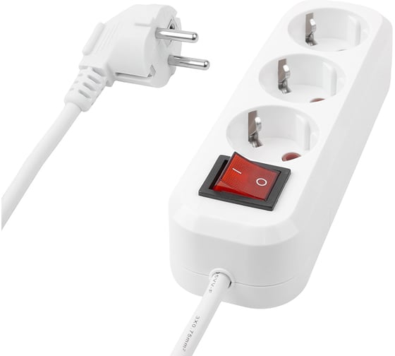 Удлинитель 3-местный с/з с выключ. STEKKER STTEKER 3x0,75мм2, 5м, 10А, У10А-002, белый HM03-31-05 39199