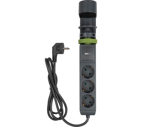 Удлинитель Jazzway ETD-03U-150-gy 3х1,5, серый со струбциной для крепления к столу, заземление, шторки, выключатель 5059559