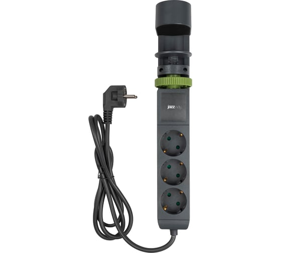 Удлинитель Jazzway ETD-03U-150-gy 3х1,5, серый со струбциной для крепления к столу, заземление, шторки, выключатель 5059559