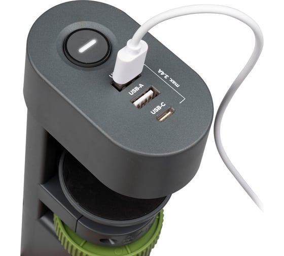 Удлинитель Jazzway ETD-03U-150-gy 3х1,5, серый со струбциной для крепления к столу, заземление, шторки, выключатель 5059559