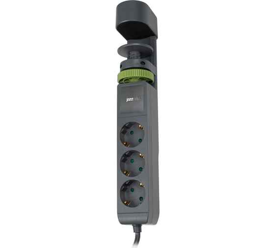 Удлинитель Jazzway ETD-03U-150-gy 3х1,5, серый со струбциной для крепления к столу, заземление, шторки, выключатель 5059559