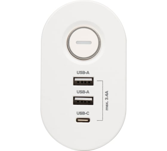 Удлинитель Jazzway ETD-03U-150-wh (3х1,5) белый со струбциной для крепления к столу, заземление, шторки, выключатель 5059535