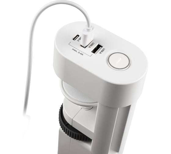 Удлинитель Jazzway ETD-03U-150-wh (3х1,5) белый со струбциной для крепления к столу, заземление, шторки, выключатель 5059535