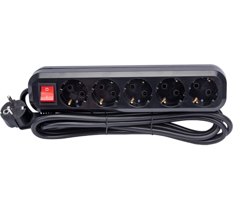 Сетевой фильтр 5bites 3м, 5 розеток, 16A, черный SP5B-330