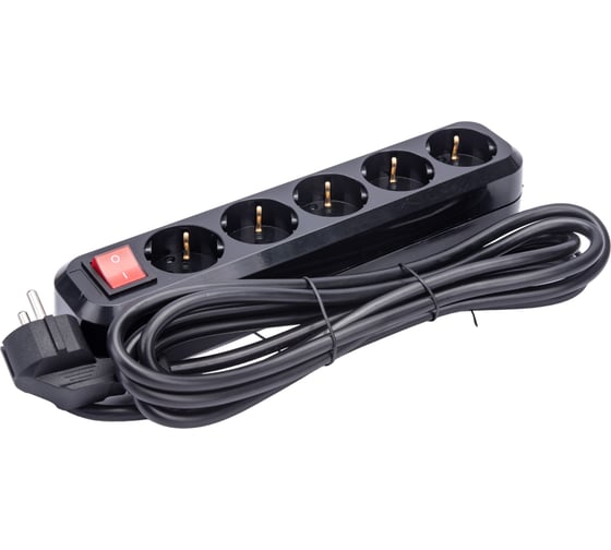 Сетевой фильтр 5bites 3м, 5 розеток, 16A, черный SP5B-330