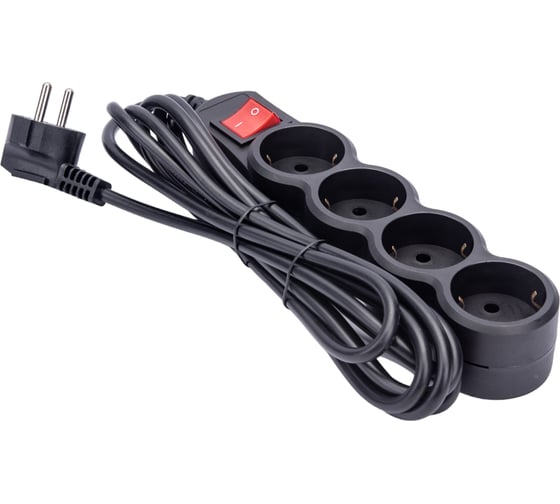 Сетевой фильтр 5bites 3 м, 4 розетки, черный SP4B-130