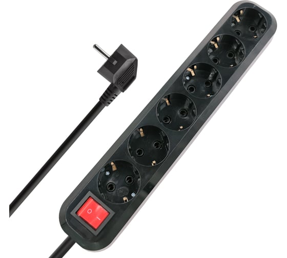 Сетевой фильтр 5bites 1.8м, 6 розеток, 16A, черный SP6B-318