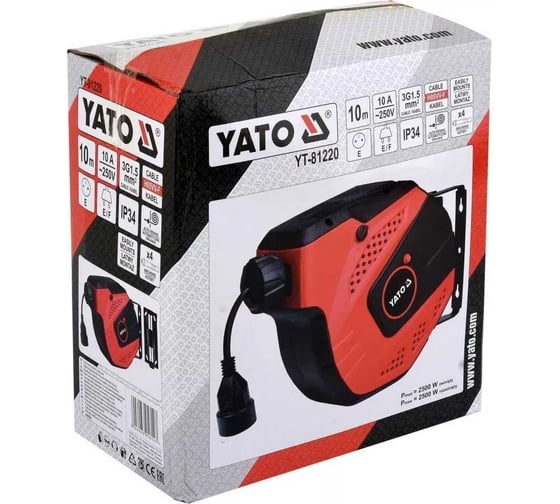 Удлинитель электрический настенный YATO 10 м, на катушке YT-81220 377481220 092 1