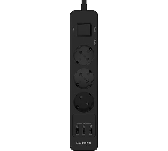 Удлинитель с USB зарядкой HARPER UCH-360 Black H00003011