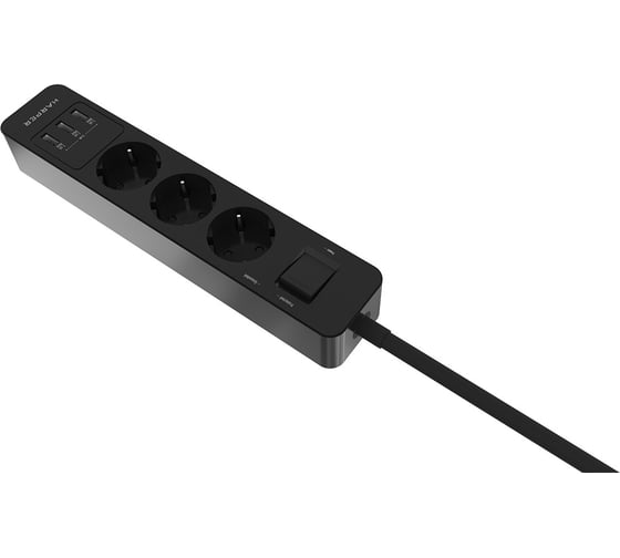 Удлинитель с USB зарядкой HARPER UCH-360 Black H00003011