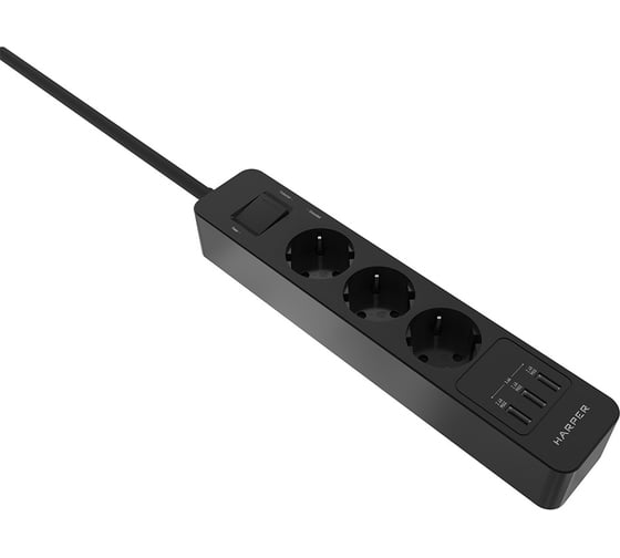 Удлинитель с USB зарядкой HARPER UCH-360 Black H00003011
