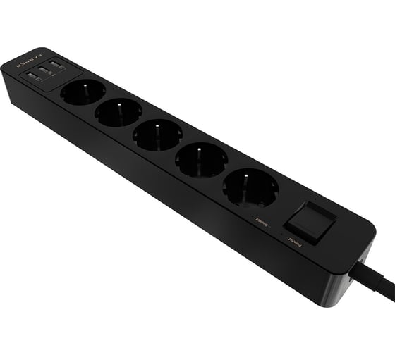 Удлинитель с USB зарядкой HARPER UCH-530 Black H00003010