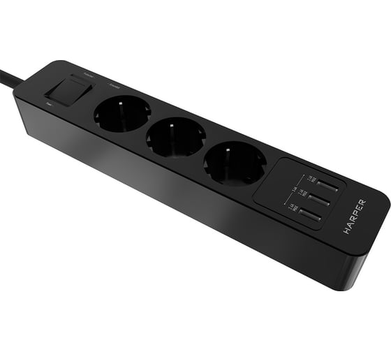 Удлинитель с USB зарядкой HARPER UCH-330 Black H00003009 1
