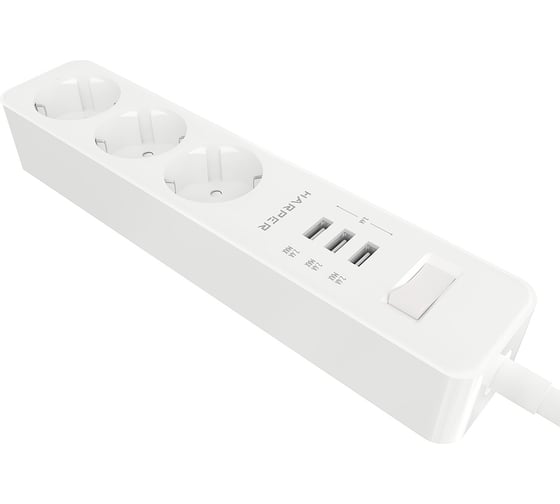 Удлинитель с USB зарядкой HARPER UCH-325 White H00003008
