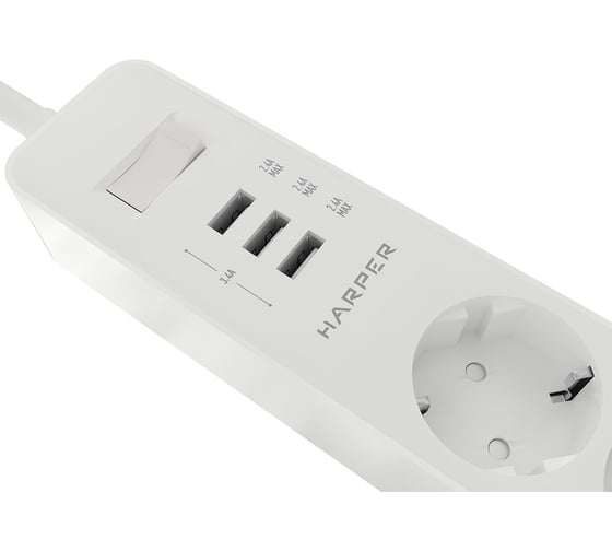 Удлинитель с USB зарядкой HARPER UCH-325 White H00003008