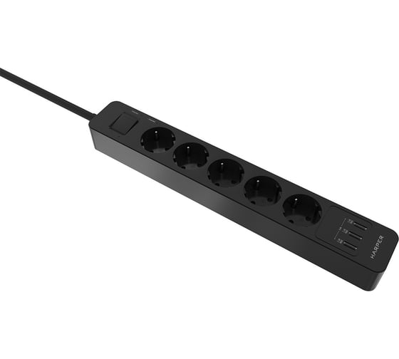 Удлинитель с USB зарядкой HARPER UCH-560 Black H00003013