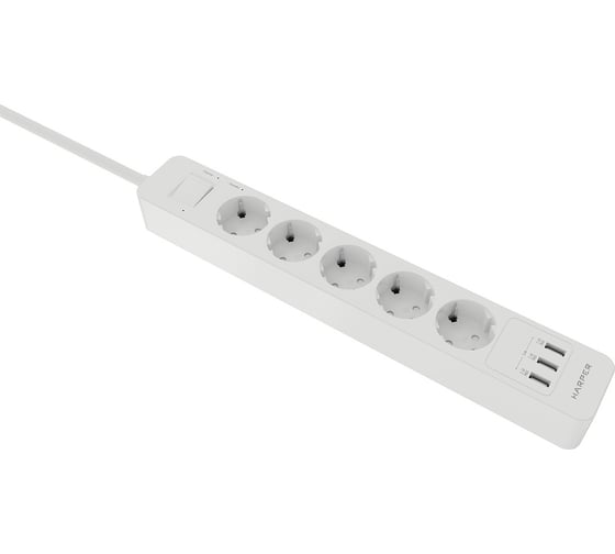 Удлинитель с USB зарядкой HARPER UCH-560 White H00003014