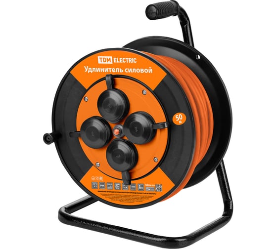 Удлинитель силовой TDM ELECTRIC УКз16-004 TDM ELECTRIC IP44, 4 места/50м, ПВС, 3x1 SQ1301-0549