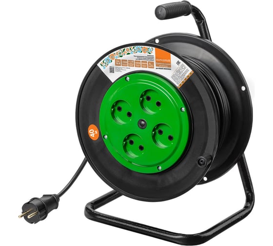 Удлинитель на катушке силовой TDM ELECTRIC Народный 4 гнезда ПВС 4000 Вт б/з, 40м SQ1307-0544