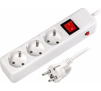 Сетевой фильтр Smartbuy 16А, 3500 Вт, 3 гнезда, без заземляющего штыря, с заземляющим контактом, ПВС 3x1.0, 1,8 м, белый SBSP-3-18-W
