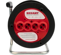 Силовой удлинитель на катушке REXANT ПВС 3х1.5, 20 м, 4 гнезда, с заземлением, 16 А оранжевый Россия 11-7086