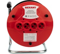 Силовой удлинитель на катушке REXANT ПВС 3х1.0, 30 м, 4 гнезда, с заземлением, 10 А оранжевый Россия 11-7084
