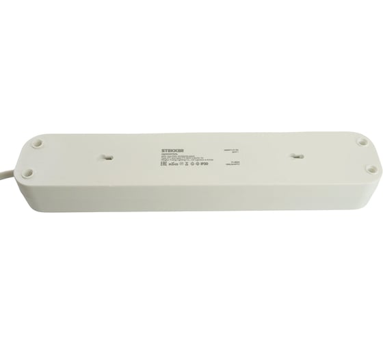 Удлинитель STEKKER Home 4-местный, с/з, с выключ., HM071-41-05 3x1мм2, 5м, 250В, 16А, 1USB+2C, 2.4A, белый, 50141