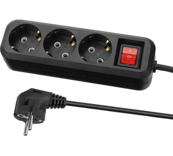 Удлинитель TDM ELECTRIC Народный 3 гнезда, 5 метров, с/з, выкл., 10 А, 2300 Вт, черный SQ1303-1122