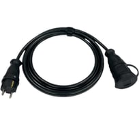 Удлинитель силовой iTOK тип SU серии iCONNECT COLOR без заземления, ПВС, 2x1 мм, 1 гнездо IP44 ГОСТ цвет черный 5 м i-CONNECT-COLOR-SU-PVS-210-1-44-5-BLACK