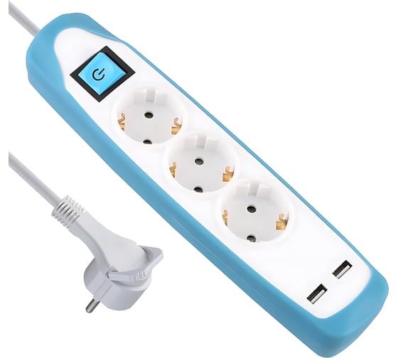 Удлинитель сетевой Electraline с выключателем, с заземлением, 2 метра с защитой от детей 62154