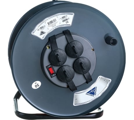 Удлинитель на металлической катушке Партнер-электро ProfiLine 4гн. с/з с выкл. ПВС 3х1,5 16A 40м IP 44 тем-серый вст. оранж UP216C-440GR