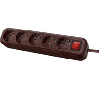 Удлинитель сетевой TDM ELECTRIC с выключателем, 5 розеток, 5 метров, ПВС 3х1мм2 "Эко" (бук) 16А 250В SQ1303-3122