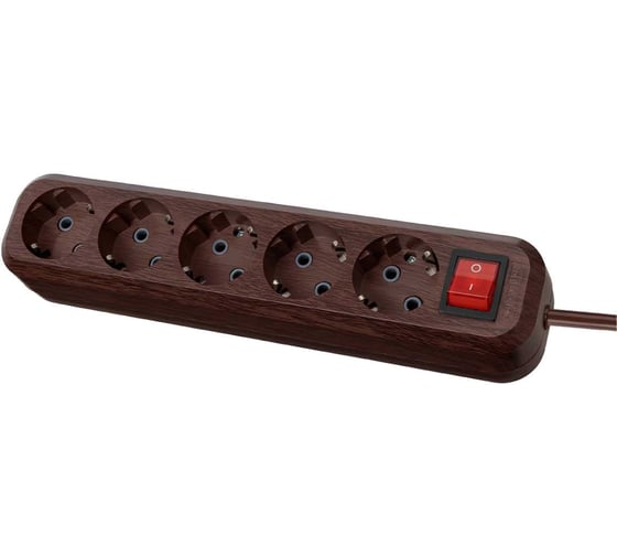 Удлинитель сетевой TDM ELECTRIC с выключателем, 5 розеток, 5 метров, ПВС 3х1мм2 "Эко" (бук) 16А 250В SQ1303-3122