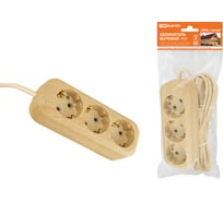 Удлинитель сетевой TDM ELECTRIC 3 розетки, 3 метра, ПВС 3х1мм2 Эко (сосна) 16А 250В SQ1303-2001