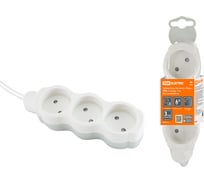 Удлинитель сетевой TDM ELECTRIC 3 розетки, 5 метров, с защитной шторкой, ПВС 2х0,75 мм2 10А 250В бело-серый SQ1303-0225