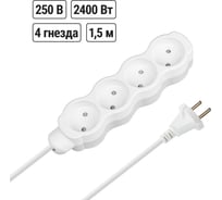 Удлинитель сетевой TDM ELECTRIC 4 розетки, 1,5 метра, с защитной шторкой, ПВС 2х0,75 мм2 10А 250В бело-серый SQ1303-0226