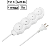 Удлинитель сетевой TDM ELECTRIC 4 розетки, 5 метров, с защитной шторкой, ПВС 2х0,75 мм2 10А 250В бело-серый SQ1303-0228