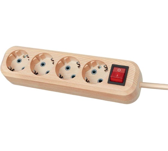 Удлинитель сетевой TDM ELECTRIC с выключателем, 4 розетки, 3 метра, ПВС 3х1мм2 Эко (сосна) 16А 250В SQ1303-2111 1