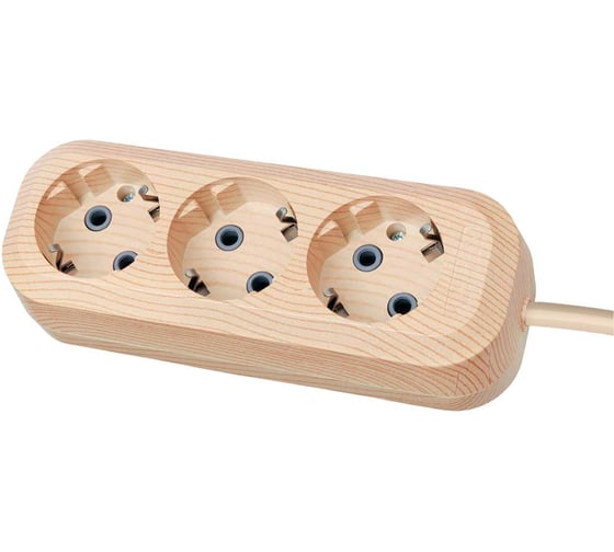 Удлинитель сетевой TDM ELECTRIC 3 розетки, 5 метров, ПВС 3х1мм2 "Эко" (сосна) 16А 250В SQ1303-2002