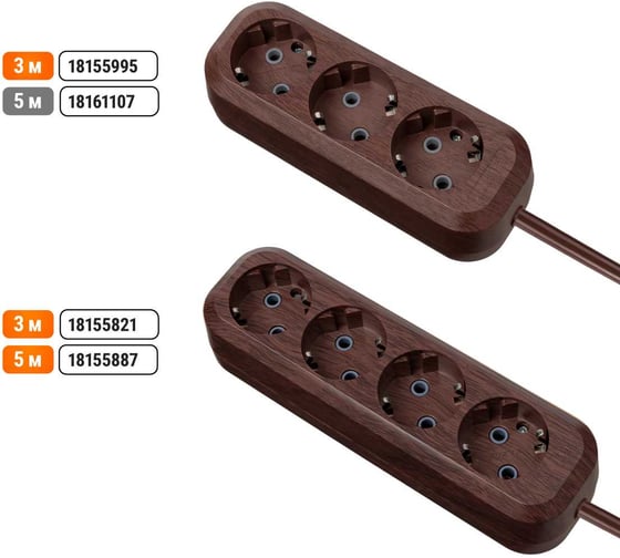 Удлинитель сетевой TDM ELECTRIC 3 розетки, 5 метров, ПВС 3х1мм2 "Эко" (бук) 16А 250В SQ1303-3002