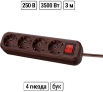 Удлинитель сетевой TDM ELECTRIC с выключателем, 4 розетки, 3 метра, ПВС 3х1мм2 Эко (бук) 16А 250В SQ1303-3111