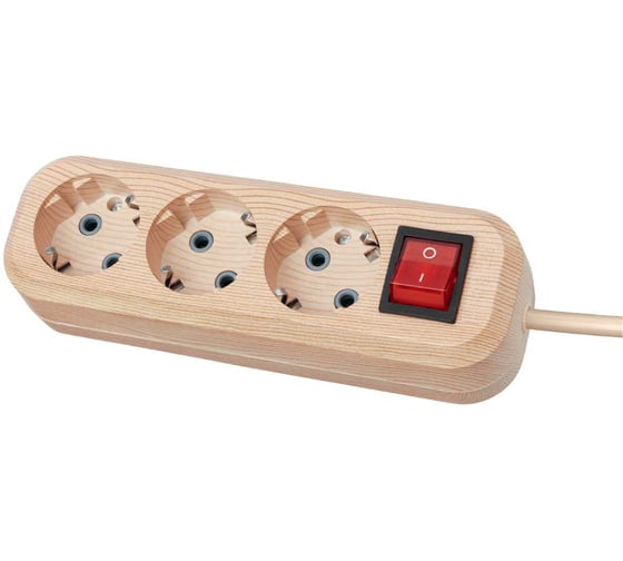 Удлинитель сетевой TDM ELECTRIC с выключателем, 3 розетки, 5 метров, ПВС 3х1мм2 "Эко" (сосна) 16А 250В SQ1303-2102