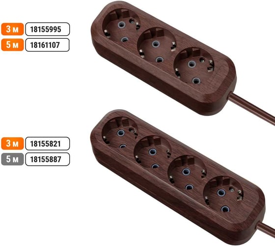 Удлинитель сетевой TDM ELECTRIC 4 розетки, 5 метров, ПВС 3х1мм2 Эко (бук) 16А 250В SQ1303-3012