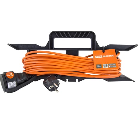 Силовой удлинитель-шнур на рамке TDM ELECTRIC УШз16 штепс. гнездо, 10м ПВС 3х1,0 SQ1302-0331
