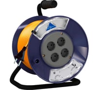 Удлинитель на пластиковой катушке Партнер-электро PowerLine 4 гн. б/з с выкл ПВС 2х1 10A 30м IP 44 тем-сер.вст. оранжевая UK212B-430DB