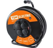 Силовой удлинитель TDM ELECTRIC УХз16-004 металлическая катушка, А3, 4 места IP44/40м КГ 3х2,5 SQ1301-0171
