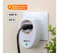 Сетевой фильтр TDM ELECTRIC 1 гнездо, 2П+З, с защитными шторками, 16А, 250В, белый SQ1806-0185