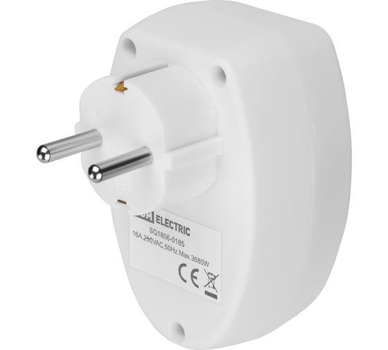 Сетевой фильтр TDM ELECTRIC 1 гнездо, 2П+З, с защитными шторками, 16А, 250В, белый SQ1806-0185